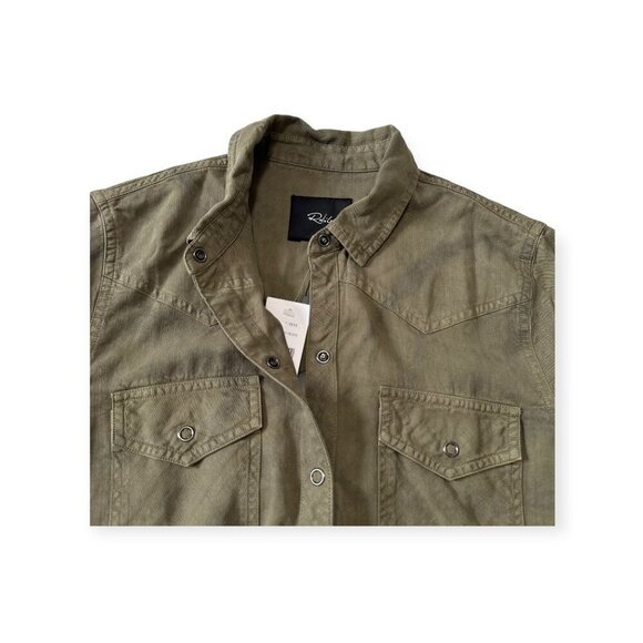 NWT Rails Sandra Shirt Dress Olive Black Tie Dye Button Front Tencel Linen, Sz S - Picture 8 of 13